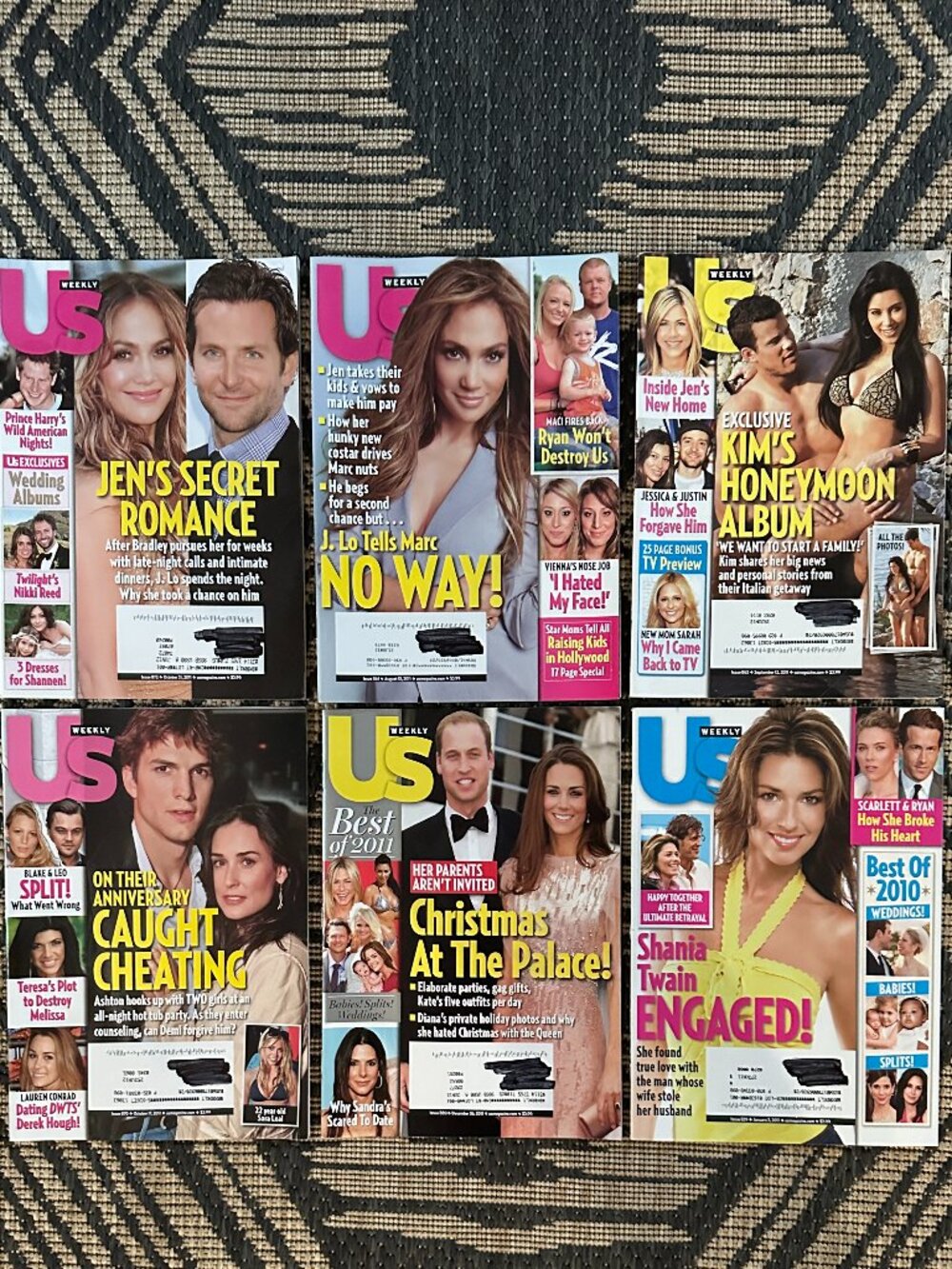 Vintage Lot of 6 US Weekly Magazines 2011 Celebrity Gossip Fashion Party Life